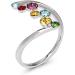 Tings Inlaid Colored Round Stone Rings Women'S Confession Proposal Stainless Steel Rings Bi Ring 7 Multicolor - Buy Online on GoSupps.com