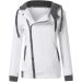 Bigfanshu Women's Oblique Zipper Slim Fit Hoodie Jacket Long Sleeve Blouse Coat Sweatshirt Folded Neck Pocket White - Buy Online on GoSupps.com