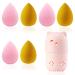 6-part make-up sponge set Sonku Beauty Blender sponge for primer blending rouge concealer powder cream with 1 sponge mixer container.