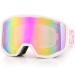 EXP VISION Ski Goggles Snowboard for Men Women, OTG Anti Fog UV Protection Snow Goggles A-white Frame Pink
