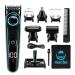 MACHO 5 in 1 Grooming Kit - Hair Trimmer Beard Trimmer Body Trimmer Hair Clipper Ear & Nose Hair Trimmer Electric Razor Shaver Cordless Body Groomer With USB Rechargeable LED Display Black & Blue