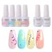Clou Beaute 4 Pastel Color Gel with Top Coat and Base Coat Soak Off UV Led Nail Gel Polish Kit Varnish Nail Art Manicure Salon Collection Set of 033 CB-S-6-033