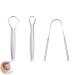 Jaimela tongue cleaner 3 pieces stainless steel metal tongue scraper tongue brush cleaner with handle improves oral hygiene for oral care