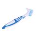 Libcflcc prosthesis double side prosthesis toothbrush ergonomics handle plastic multi layered bristles false teeth oral care brush for home use prosthesis oral care blue
