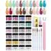 Rofran 24 Coloured Acrylic Powder Set with Acrylic Liquid Monomer for Nail Extension 12g/box Large Glitter Acrylic Nail Powder Sets for Women Nail Acrylic Nail Kit for Beginners DIY Nails Home Salon a-24 color