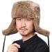 Valpeak Mens Fur Hat Rabbit Fur Russian Ushanka Hats Earflap Trapper Hat for Winter Brown X-Large