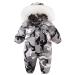 Baby Winter Suit Kids Snowsuit Boys Fleece Rompers Girls Waterproof Hooded One Piece Jumpsuit Coat Grey 3-4 Years