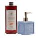 Maison Du Savon De Marseille Argan oil liquid soap with blue ceramic soap dispenser 1 liter refill and 300 milliliter dispenser