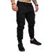 Kroivil Men's Casual Pants Drawstring Sweat Jogging Cargo with Pockets Joggers Long Sports Active for Men Gym Training Pants X-Large Black