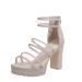 XTZYGLFD Zipper Sandals Fashion High Heels Shoes Women Back Solid Color Chunky Ladies Summer Sandals Beige 5.5 UK
