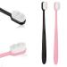 WLLHYF 2 PCS Extra Soft Toothbrush Micro Nano Toothbrushes with 10000 Bristles Sterile Fiber Adult Toothbrush Painless Brushing for Sensitive Gums Teeth Oral Gum Recession Adult Kid Children Black/Pink