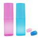 Eqlef toothbrush storage box 2 toothbrush toothpaste box with 2 toothbrush head cover for vacation travel camping plastic (type 2)