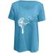 Shop Ppanguding Women's Summer T-Shirt - Casual Round Loose Pustblume Printed Tops in Blue | International Shipping Available - Buy Online on GoSupps.com