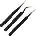 Multi-Function Tool Precision Tweezers 3 in 1 Stainless Steel Tweezers Pointed and Curved Shape Repair Tools Tweezers Precision Welding Tweezers Set (Color : Black) Svart
