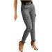 ZOOJINFAR Women's High Waist Cargo Jeans - Grey, Medium | Slim Fit Jogger Pants with Elastic Waistband and Flap Pockets - Buy Online on GoSupps.com