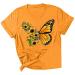 Women Summer Graphic Tees Casual Short Sleeve Printed Tops Sunflower and Butterfly Shirts for Women XX-Large Orange