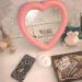 Utavu Heart Shaped Mirror - Pink Aesthetic Makeup Mirror for Bedroom & Vanity | Cute Heart Desk Mirror & Wall Decor for Valentine's Day and Kawaii Room | Best Room Accessories - Buy Online on GoSupps.com
