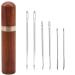 yklbpd 6 Pieces Sharp Leather Large Eye Needles Triangular Needles Canvas Carpet Needles with Solid Wood Sewing Needle Case