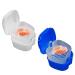 Obanim 2 piece of prosthesis bathing builder box holder storage container with sieve basket for brackets travel false teeth cleaning (white blue) white / blue