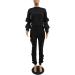 KANSOON Women 2-Piece Puff Sleeve Top & Flounced Pants Sweatsuit Set - Buy Online on GoSupps.com