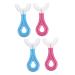 Fomiyes 4 pieces Mouth Bound toothbrush hand toothbrush massage U-shaped silicone toothbrush toothbrushes for toddlers children's toothbrushes child sweet baby cleaning brush pebbles care