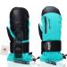 devembr Ski Mittens with Wrist Guards Warm Snowboard Mittens Waterproof (S/M/L) Teal S