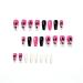 Summer Palm Tree Gradient Press on Nails - White Black Glitter Pink Acrylic Glossy Full Cover Medium Length Fake Nails for Women - Holiday Square Style - Buy Online on GoSupps.com
