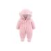 Voopptaw Warm Baby Winter Jumpsuit Fleece Romper Suits Cute Thick Bear Snowsuit for 0-12months 3-6 Months Pink