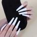 Long Press on Nails, Rosy Finch Stick on Nails XXL Extra Long Coffin Acrylic False Nails Full Cover Fake Nails with Nail Glue Nail File for Women,White 2-White