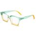 Amorays reading glasses Oversize Square Frame Vintage with anti-light blue lentils zipper spring glasses presbypia readers for women men 6561new +2.50 yellowish green