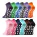 12 Pairs Non Slip Skid Socks for Women, Slipper Socks with Grippers for Hospital Yoga Pilates Color 1