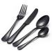 Cutlery Set 24 Piece Stainless Steel Flatware Set for 6 Silverware Knives and Forks Dinner Spoons Teaspoons Fork and Spoon HUAN TAI (Color : Black Size : B3S10)