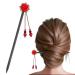 Hair stick chinese hair sticks japanese hair chopsticks for women chinese hair chopsticks vintage hair accessories chinese japanese geisha hair pins stick for buns red flower chopsticks retro wooden red rose-wood1