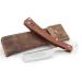 Straight Cutthroat Razor with Wooden Handle and Leather Case for Men