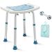 Auitoa Shower Stool with Shower Head Holder and Handles, Tool-Free Assembly Shower Chair for Bathtub and Inside Shower, Adjustable Shower Seat for Seniors, Elderly, Handicapped, Pregnant (350lbs)