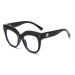 LJCZKA Oversized Blue Light Blocking Glasses Retro Thick Cat Eye Eyeglasses for Women Computer Anti Eye Strain Eyewear Black