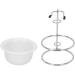 Bordstract Restaurant Stand Bowl Set - Professional Shaving Soap Peel Razor & Brush Holder for Men | Durable Stainless Steel & Nylon Wool Brush | Comfortable Silver White Design - Buy Online on GoSupps.com