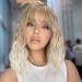 Nnzes Short Omber Blonde Wavy Wig with Bangs Synthetic Bob Wig for Women Girl's Heat Resitant Wig Natural Looking for Daily Use Mixed Blonde