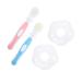 Minkissy 2 sets toothbrush massage pace ring cleaning brush made of silicone bite toy for babies tooth cleaning agent bite ring made of silicone child handheld pink pebbles accessories