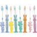 WOIWO 8 PCS Cartoon Children Toothbrush Bamboo Charcoal Soft hair Silica Gel Cute Teeth Cleaning Brush Short Handle Toothbrush Set