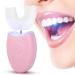 U-Shaped Adult Toothbrush t Electric Sonic Toothbrush Automatic Cleaning Toothbrush Oral Care Tool with Food Grade Silicone Brush Head(Pink)