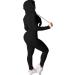 PINSV Women's Two Piece Workout Set - Bodycon Tracksuit with Zip Up Hoodie and Jogger Sweat Pants in Black - Size X-Large - Buy Online on GoSupps.com