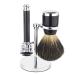GHQYP Practically men's rasier brush safety-roof hair razor brush double-sided razor brush holder men's rasier brush-stand set 6.5x9cm silver