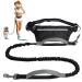 Retoteng Hands-free leash Adjustable Leash with Belt Pouch Double Handles Shock-absorbing Reflective Stitching Suitable for Medium and Large Dogs