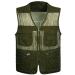 Flygo Men's Summer Mesh Fishing Vest Photography Work Multi-Pockets Outdoors Journalist's Vest Sleeveless Jacket Large Army Green