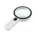 30X Lighted Glass Handheld Reading Magnifier Glass with 12 LED Lights for Seniors & Kids Double Glass Lens