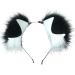 hgnxa Punk Style Anime Hairhoop Plush Dog Ears Headband Cosplay Costume Halloween Party Headdress Women Role Playing Headwear Black and White