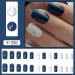 Blue False Nails Short Maggidea Stick on Nails 24pcs Square Press On Nails with Glue Elegant Simple Design Fake Nails for Women Girls (Blue White) - Buy Online on GoSupps.com