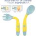 Vicloon Baby Fork and Spoon Set - 4pc Toddler Cutlery Feeding Kit in Blue-Green | Silicone Self-Feeding Utensils for Infant Weaning and Learning - Buy Online on GoSupps.com