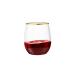 N9R 24 Pack Plastic Wine Glasses with Gold Rim 12oz Disposable Wine Glasses Stemless Shatterproof & Sturdy Plastic Cups for Parties Wedding Cups-24pack